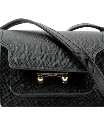 Shop Marni Trunk Nano Shoulder Bag In Black