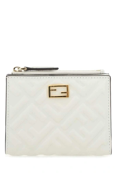 Shop Fendi Ff Motif Compact Wallet In White