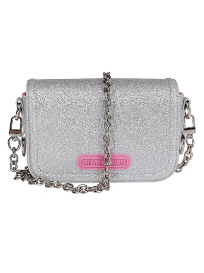 Shop Chiara Ferragni Small Eyelike Shoulder Bag In Silver