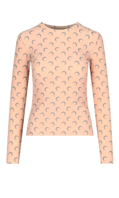 Marine Serre Reflective Moon Longsleeved Top In Beige Print | ModeSens