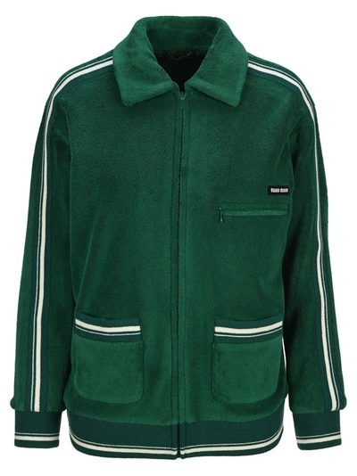 Shop Miu Miu Striped Bomber Jacket In Green