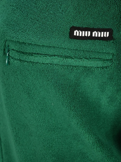 Shop Miu Miu Striped Bomber Jacket In Green