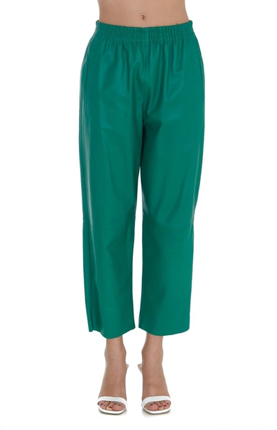 Shop Pinko Ultralight Leather Trousers In Green
