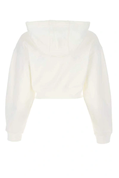 Shop Alessandra Rich Logo Embellished Drawstring Hoodie In White