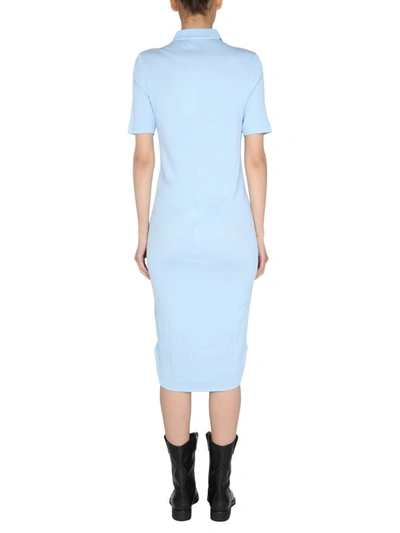 Shop Helmut Lang Logo Embroidered Polo Dress In Blue