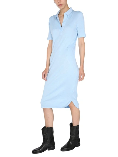 Shop Helmut Lang Logo Embroidered Polo Dress In Blue