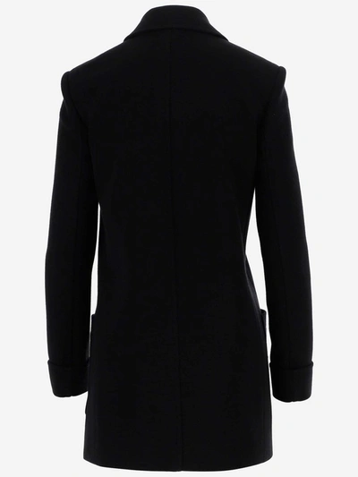 Shop Saint Laurent Jersey Fitted Coat In Black
