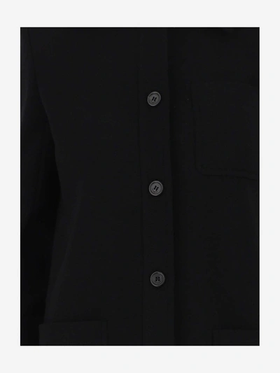 Shop Saint Laurent Jersey Fitted Coat In Black