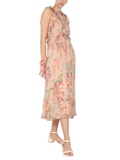 Shop Zimmermann Candescent Waterfall Midi Dress In Multi