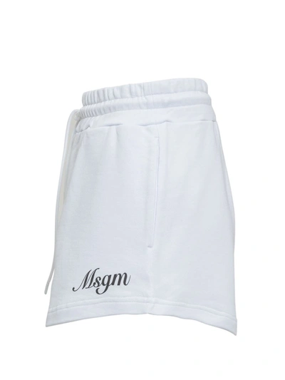 Shop Msgm Logo Print Drawstring Track Shorts In White