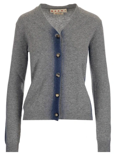 Shop Marni Spray Paint Detail Cardigan In Grey