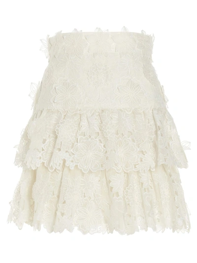 Shop Zimmermann Lovestruck Lace Detail Mini Skirt In White