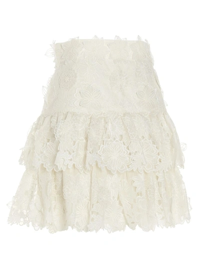Shop Zimmermann Lovestruck Lace Detail Mini Skirt In White