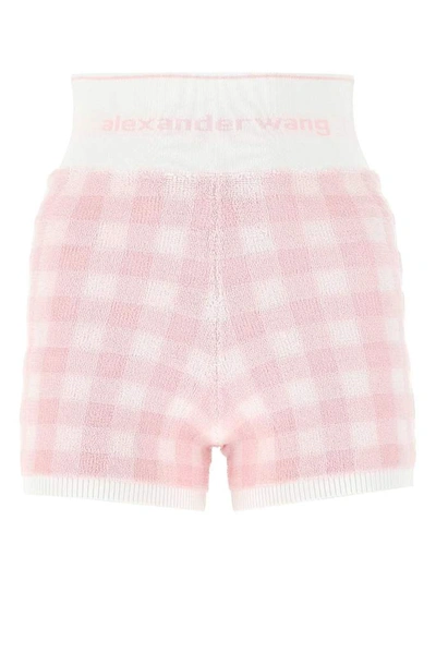Shop Alexander Wang Gingham Terry Shorts In Pink