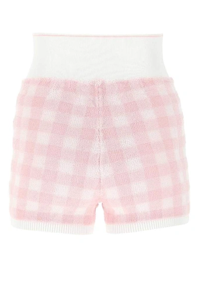 Shop Alexander Wang Gingham Terry Shorts In Pink