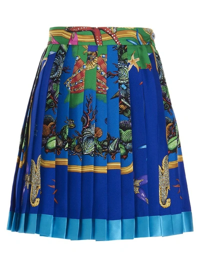 Shop Versace Printed Pleated Skirt In Multi