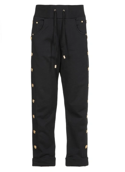 Shop Balmain Button Detail Track Pants In Black