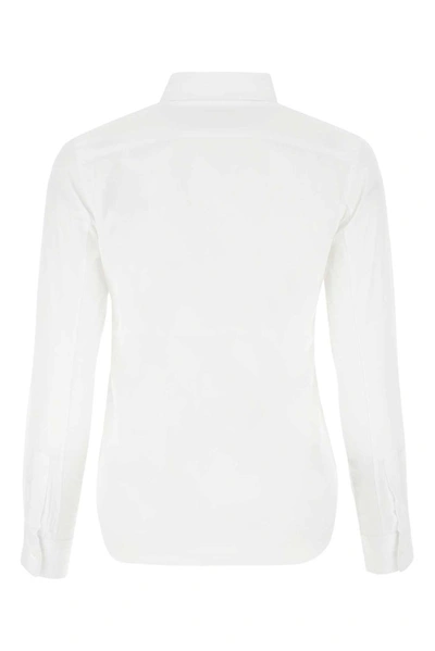 Shop Comme Des Garçons Play Heart Logo Embroidered Buttoned Shirt In White