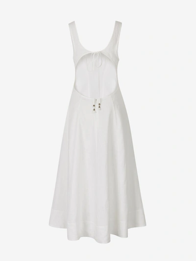 Shop Zimmermann Lulu Cut Out Midi Dress In White