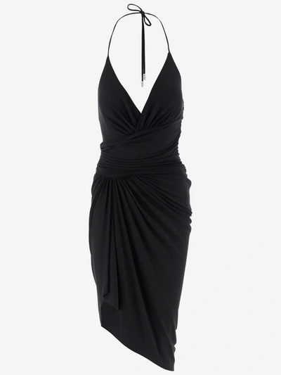 Shop Alexandre Vauthier Halterneck Midi Dress In Black