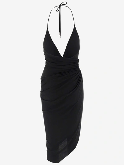 Shop Alexandre Vauthier Halterneck Midi Dress In Black