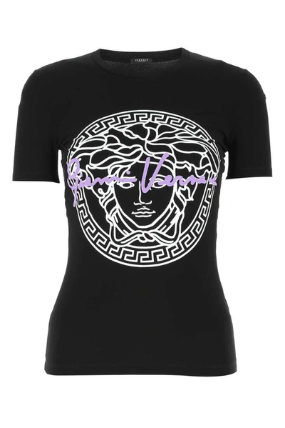 Shop Versace Medusa Head Print T In Black