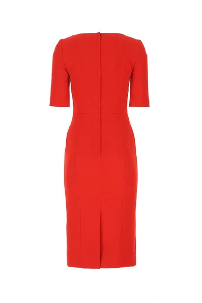 Shop Dolce & Gabbana Scoop Neck Midi Dress In Red