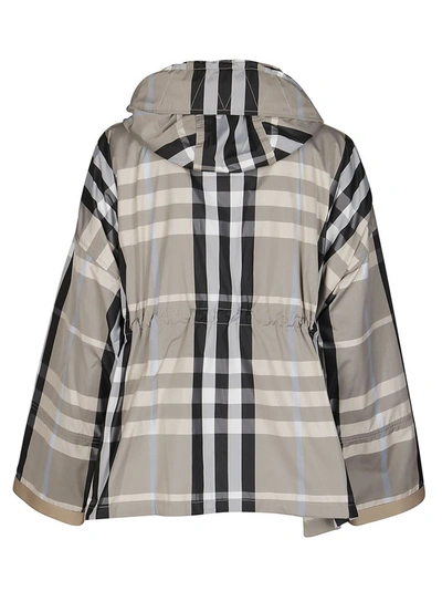 Shop Burberry Checked Hooded Jacket In Multi