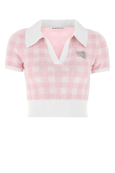 Shop Alexander Wang T T By Alexander Wang Gingham Polo Pullover In Pink