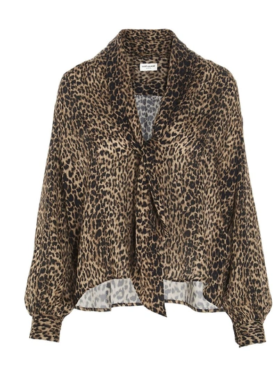 Shop Saint Laurent Leopard Print Blouse In Multi