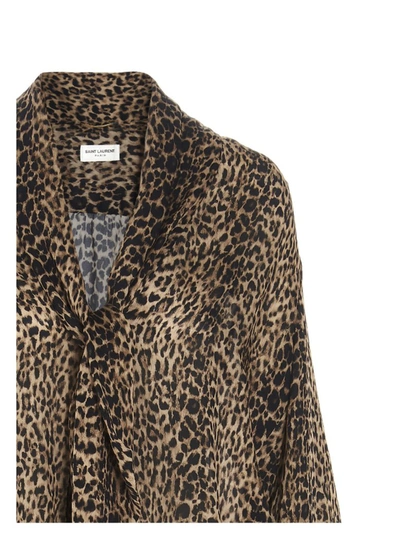 Shop Saint Laurent Leopard Print Blouse In Multi