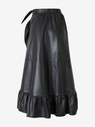 Shop Zimmermann Ladybeetle Leather Midi Skirt In Black