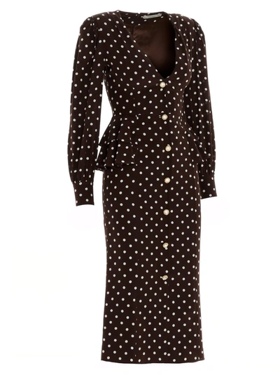 Shop Alessandra Rich All Over Polka Dot Print Dress In Black