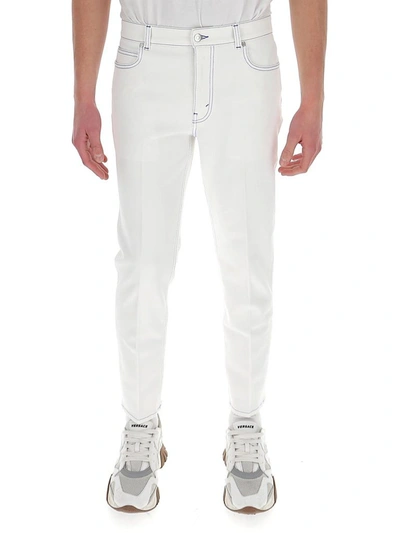 Shop Stella Mccartney Contrast Stitching Jeans In White