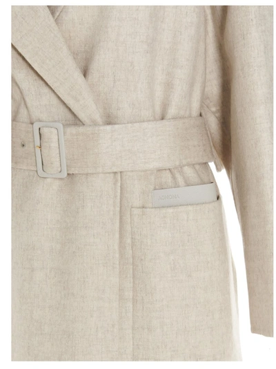 Shop Agnona Belted Trench Coat In Beige