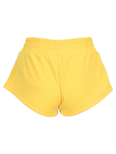 Shop Palm Angels Logo Print Track Shorts In Yellow