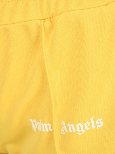 Shop Palm Angels Logo Print Track Shorts In Yellow