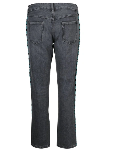 Shop Alanui Beaded Cropped Jeans In Grey