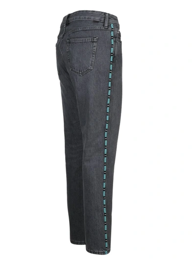 Shop Alanui Beaded Cropped Jeans In Grey