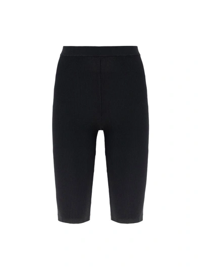 Saint Laurent Cyclist Shorts In Ribbed Knit With Logo In Black | ModeSens