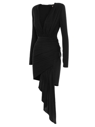 Shop Alexandre Vauthier Draped Mini Dress In Black