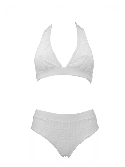 Shop Fendi Ff Motif Bikini Set In White