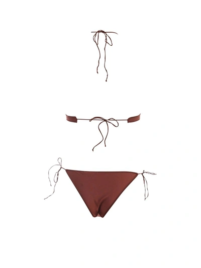 Shop Oseree Oséree Travaille Lace Trim Bikini Set In Brown