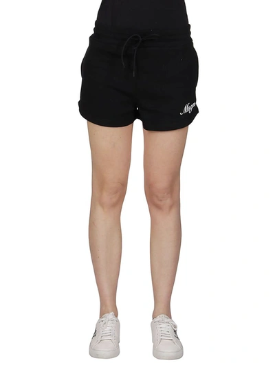 Shop Msgm Logo Print Drawstring Track Shorts In Black