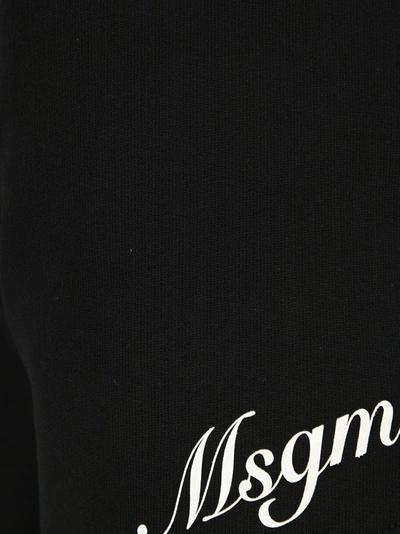 Shop Msgm Logo Print Drawstring Track Shorts In Black