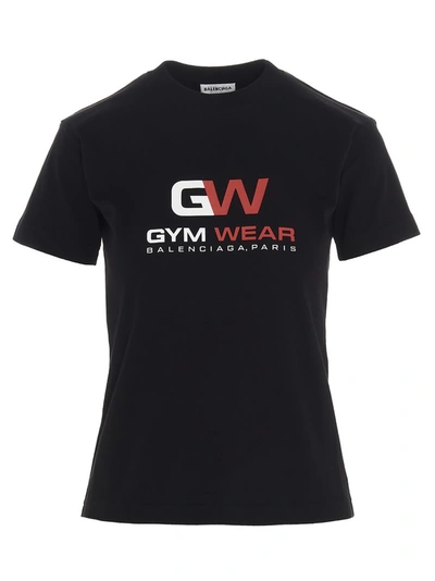 Shop Balenciaga Gym Wear Print T In Black