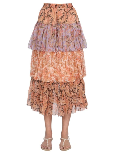 Shop Zimmermann Botanica Tiered Skirt In Multi