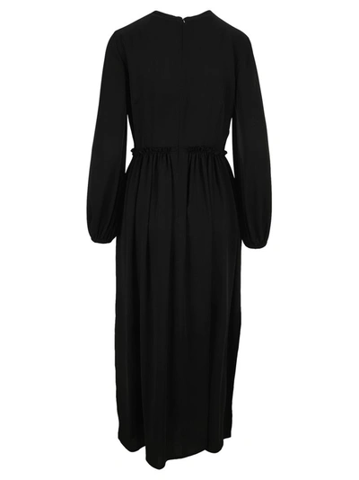 Shop Max Mara Gene Gathered Waist Maxi Dress In Black