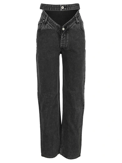 Shop Y/project Rhinestone Embellished Straight Jeans In Grey