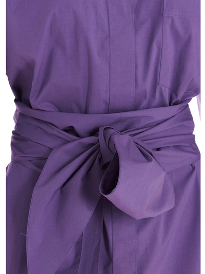 Shop Alexandre Vauthier Tie Waisted Mini Shirt Dress In Purple